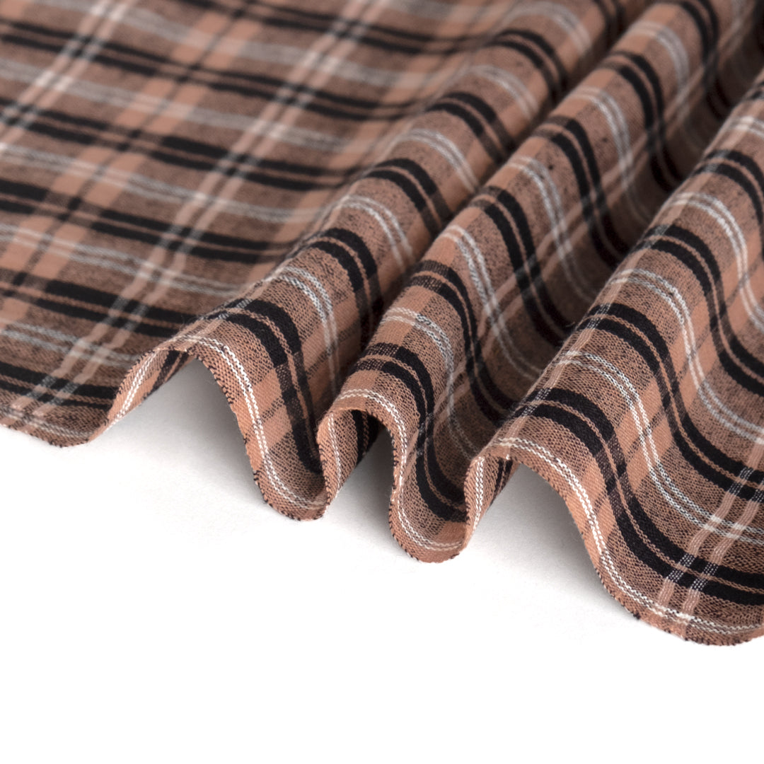 Classic Plaid Handwoven Cotton - Taupe/Black/White | Blackbird Fabrics