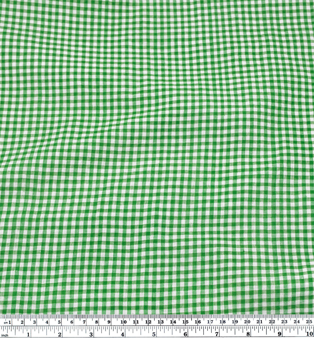 Mini Gingham Superfine Handwoven Cotton - Emerald/White | Blackbird Fabrics