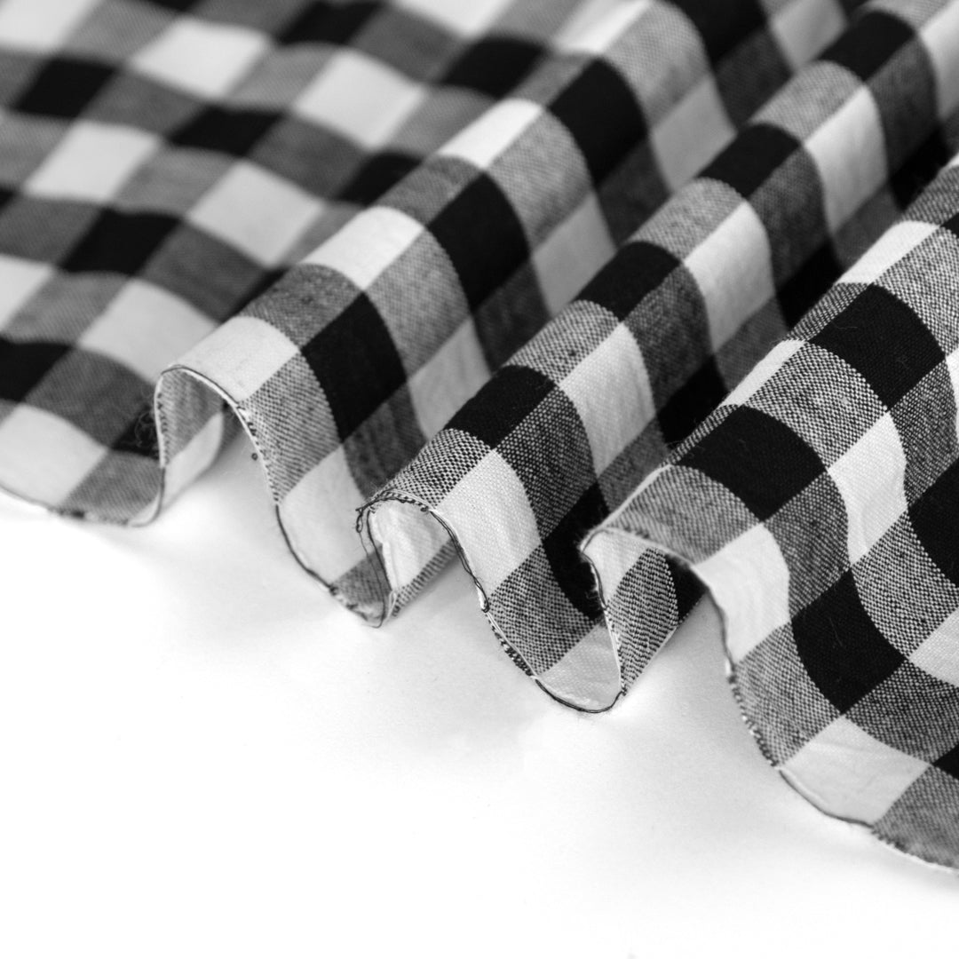 Gingham Handwoven Cotton - Black/White | Blackbird Fabrics