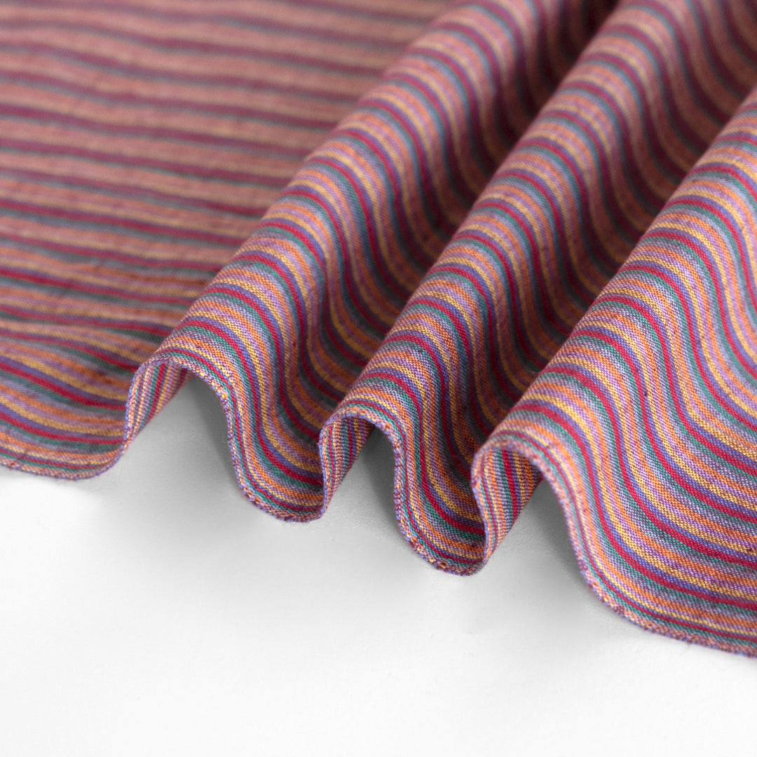 Rainbow Stripe Handwoven Cotton - Pink/Multi | Blackbird Fabrics