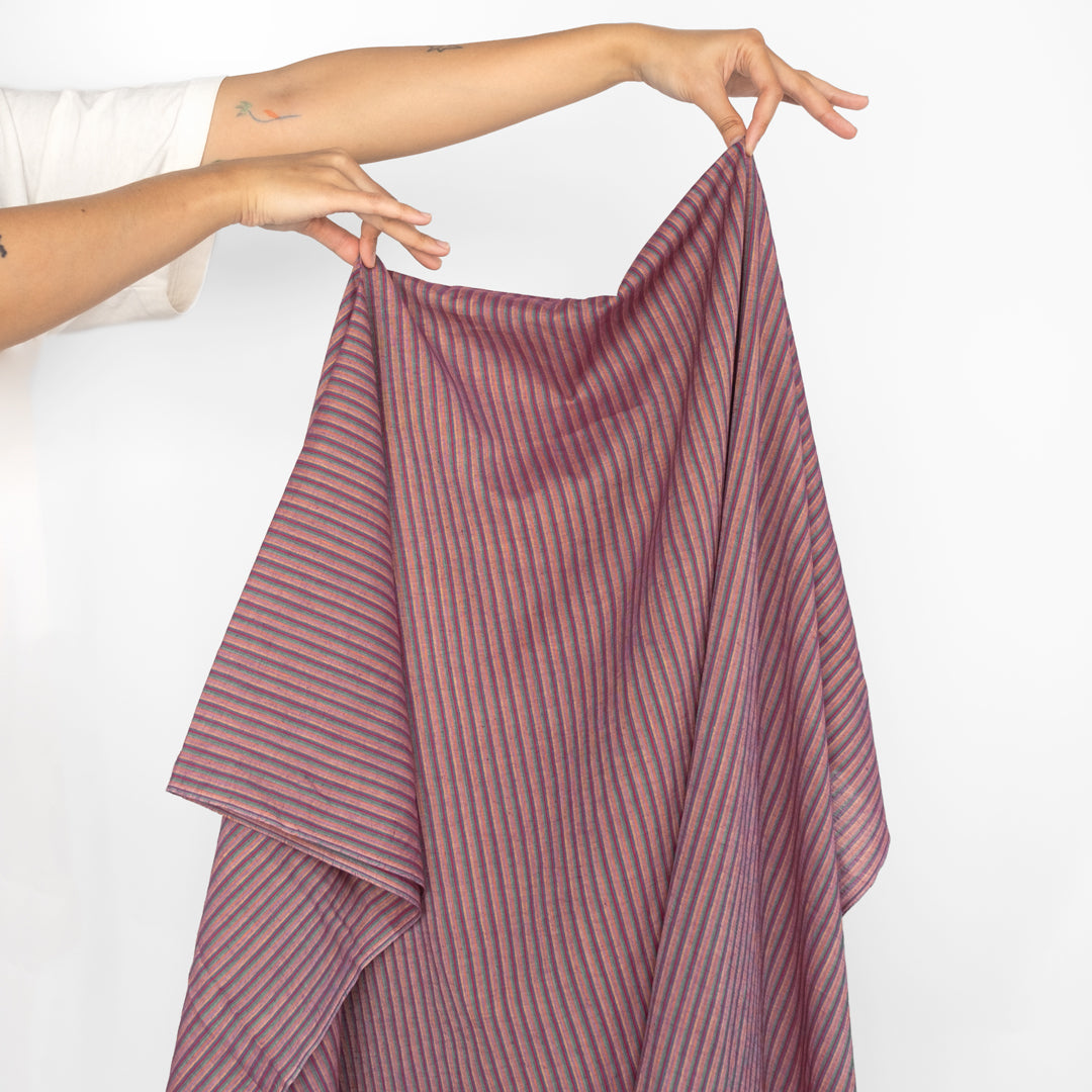 Rainbow Stripe Handwoven Cotton - Pink/Multi | Blackbird Fabrics