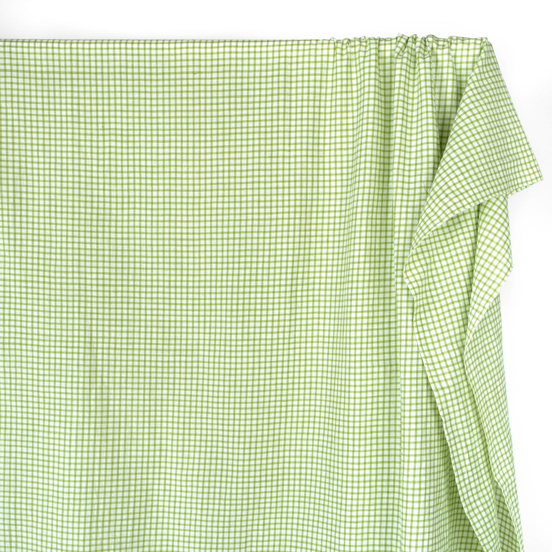Box Check Handwoven Cotton - Lime/White | Blackbird Fabrics