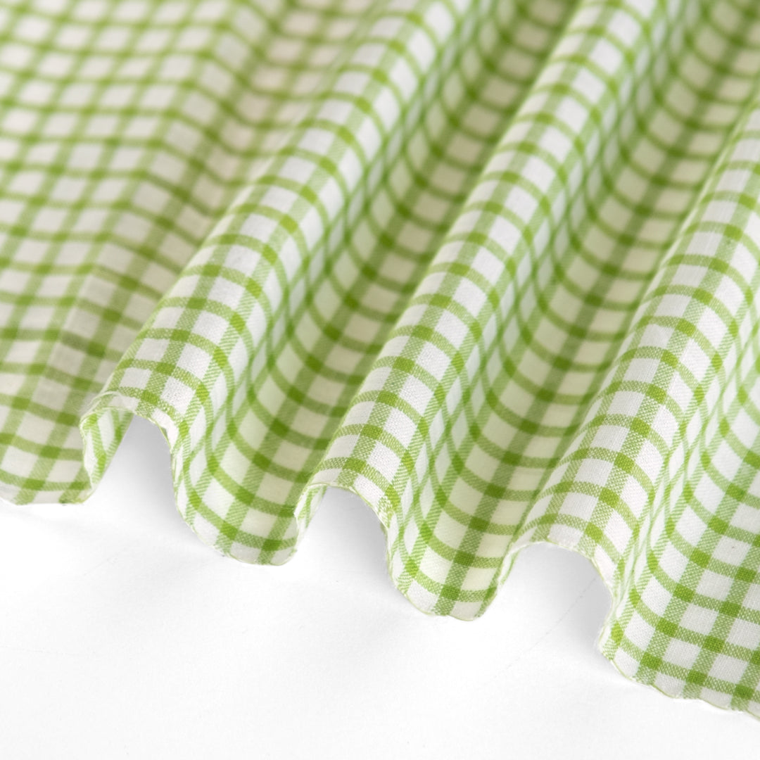 Box Check Handwoven Cotton - Lime/White | Blackbird Fabrics