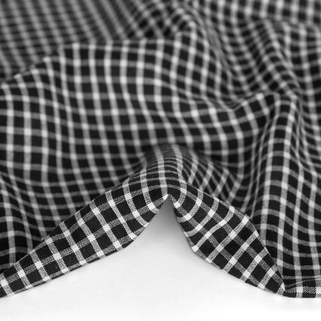 Box Check Handwoven Cotton - Black/White | Blackbird Fabrics