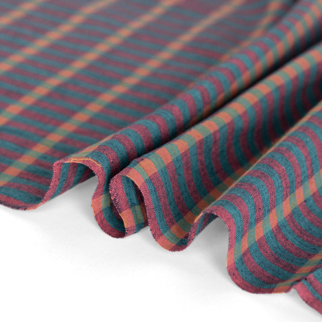 Check Handwoven Cotton - Teal/Pink/Yellow | Blackbird Fabrics