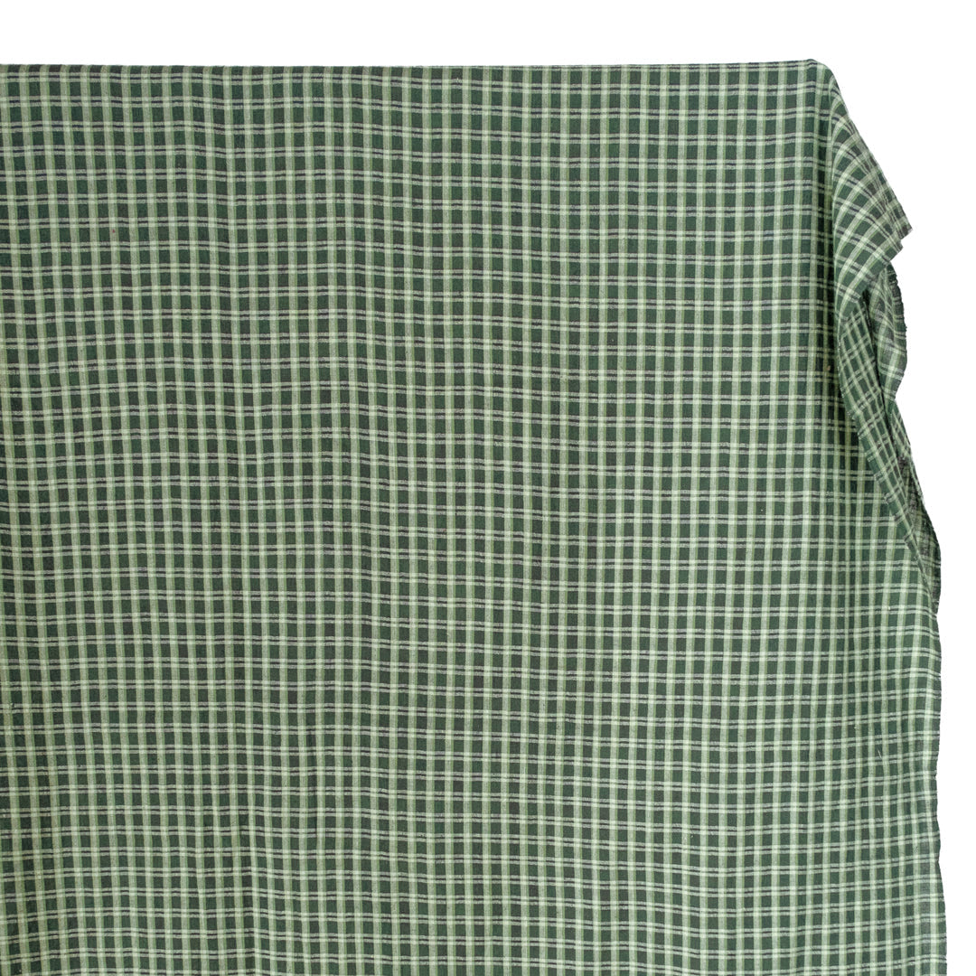 Plaid Lightweight Handwoven Cotton - Midnight Spruce/Light Green | Blackbird Fabrics