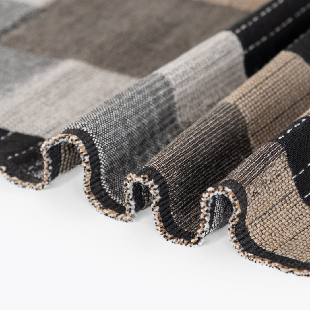 Patchwork Cotton Blend Jacquard - Black/Latte/Grey | Blackbird Fabrics