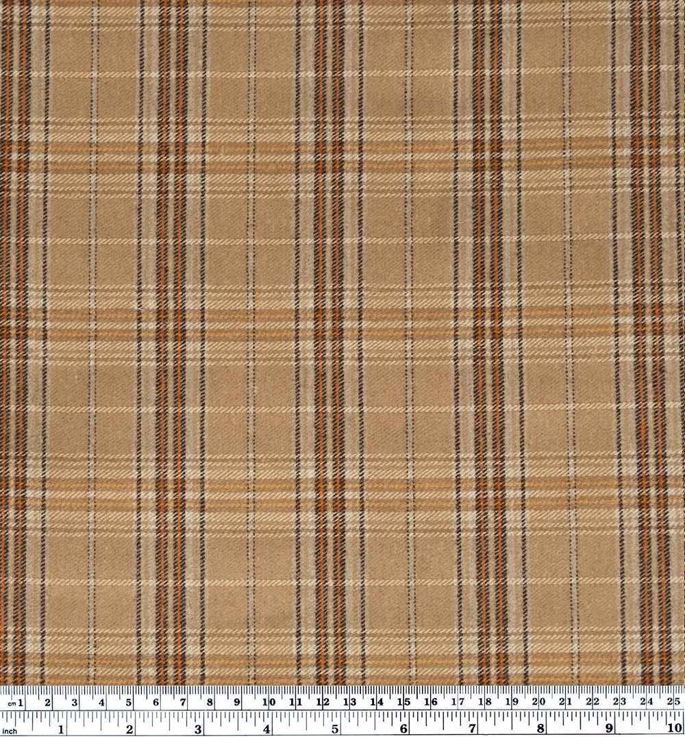 Deadstock Plaid Wool Suiting - Camel/Brown/Red | Blackbird Fabrics