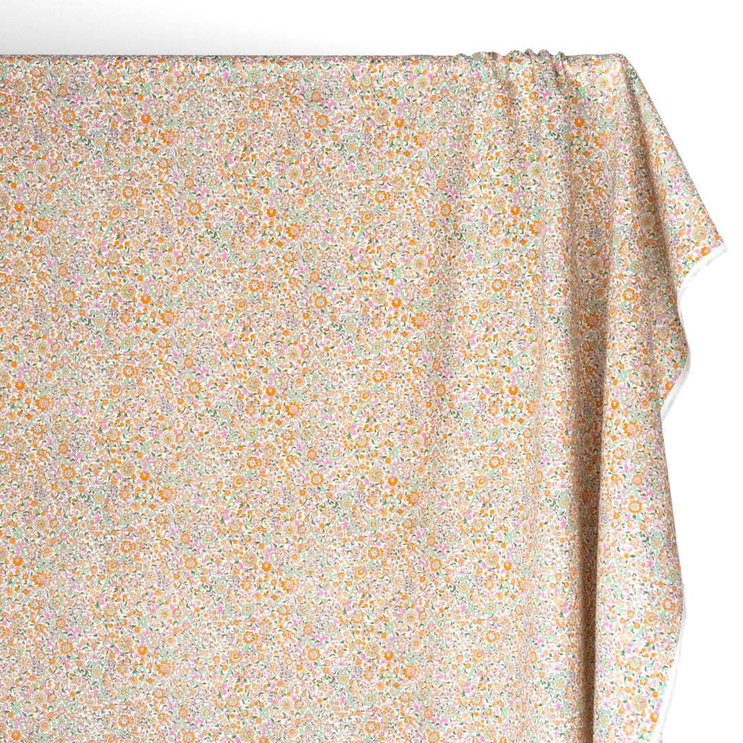 Floral Vine Cotton Lawn - Orange/Mint/Ecru | Blackbird Fabrics