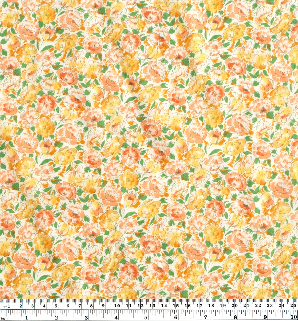 Summer Garden Cotton Lawn - Ochre/Rose/Grass | Blackbird Fabrics