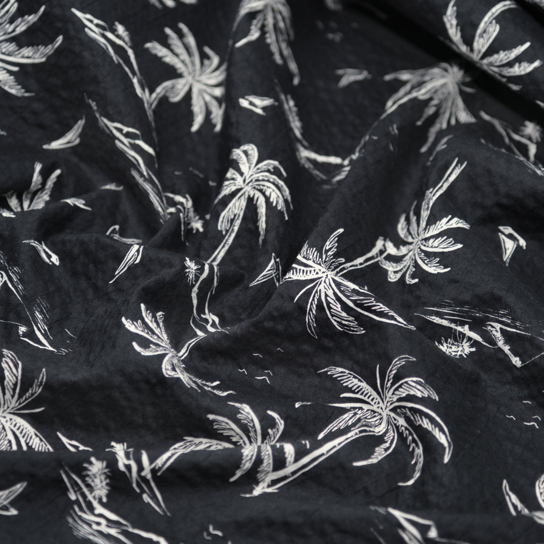 Cabana Views Crinkle Cotton - Black/Ivory | Blackbird Fabrics