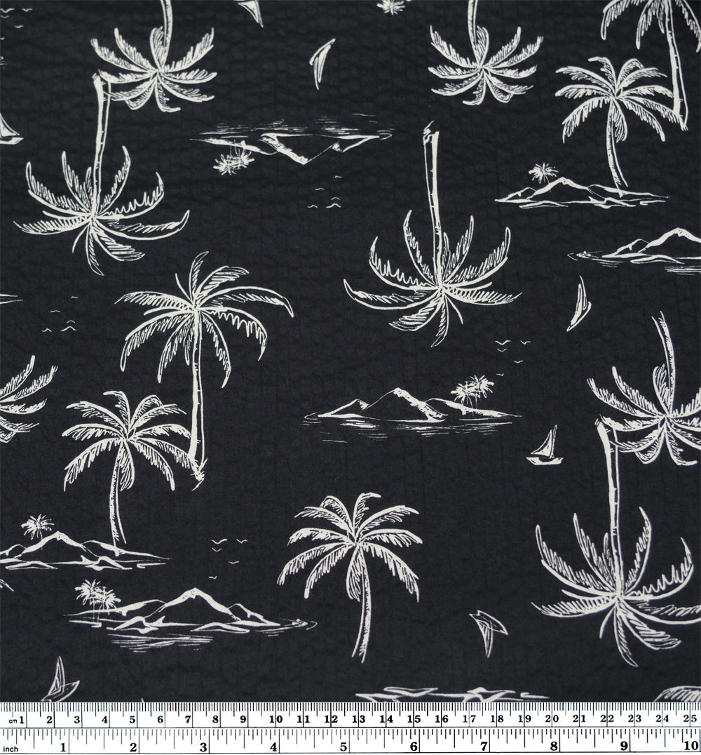 Cabana Views Crinkle Cotton - Black/Ivory | Blackbird Fabrics