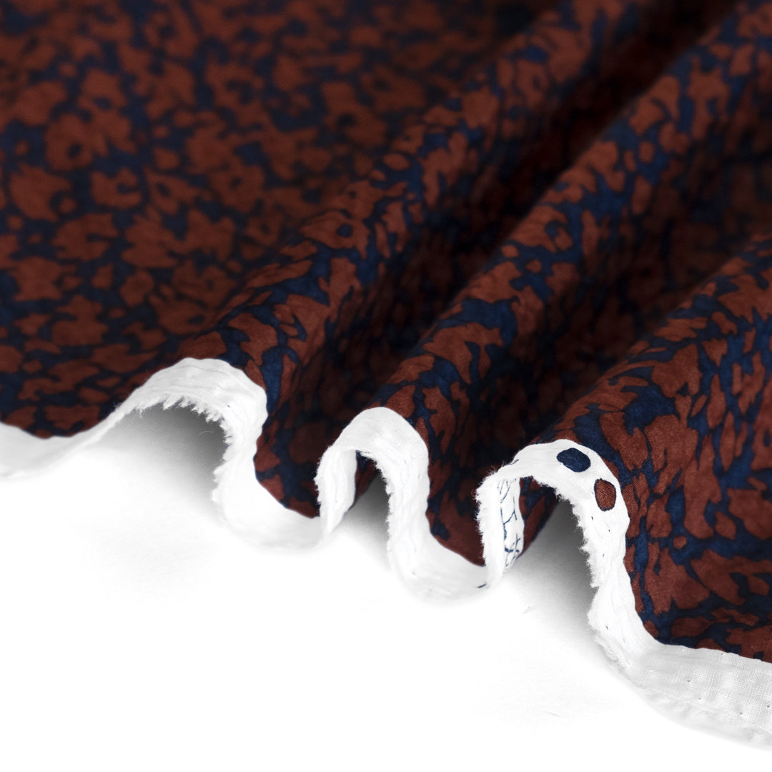 Animal Print Crinkle Cotton - Navy/Chocolate | Blackbird Fabrics