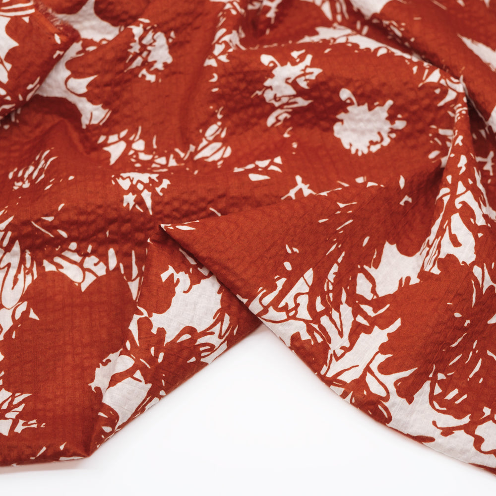 Chrysanthemum Crinkle Cotton - Paprika/Ivory | Blackbird Fabrics