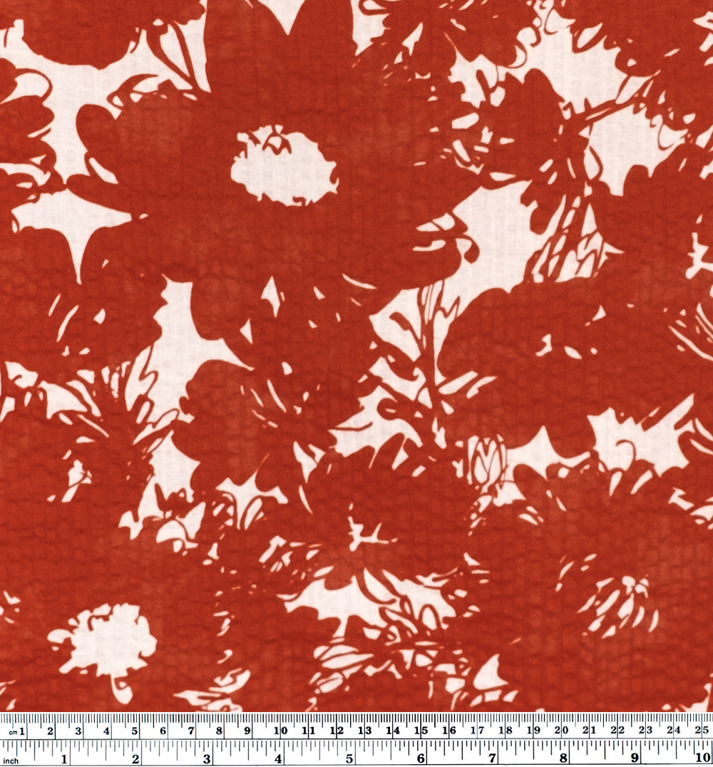 Chrysanthemum Crinkle Cotton - Paprika/Ivory | Blackbird Fabrics