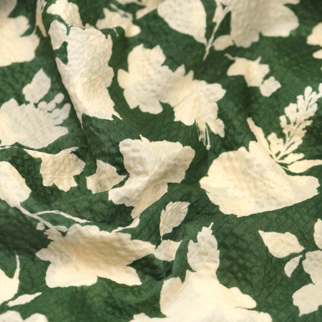 Shadow Blossom Crinkle Cotton - Forest/Cream | Blackbird Fabrics