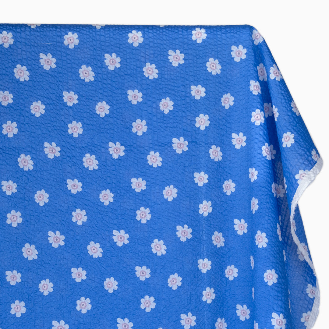 Bloom Print Crinkle Cotton - Sky Blue | Blackbird Fabrics