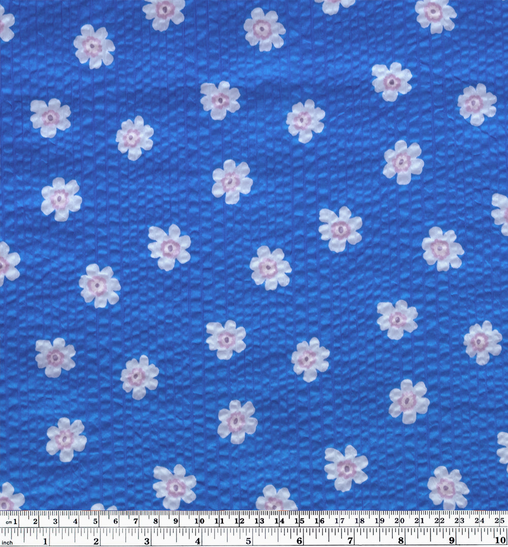 Bloom Print Crinkle Cotton - Sky Blue | Blackbird Fabrics
