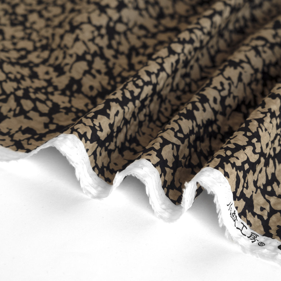 Animal Print Crinkle Cotton - Black/Beige | Blackbird Fabrics