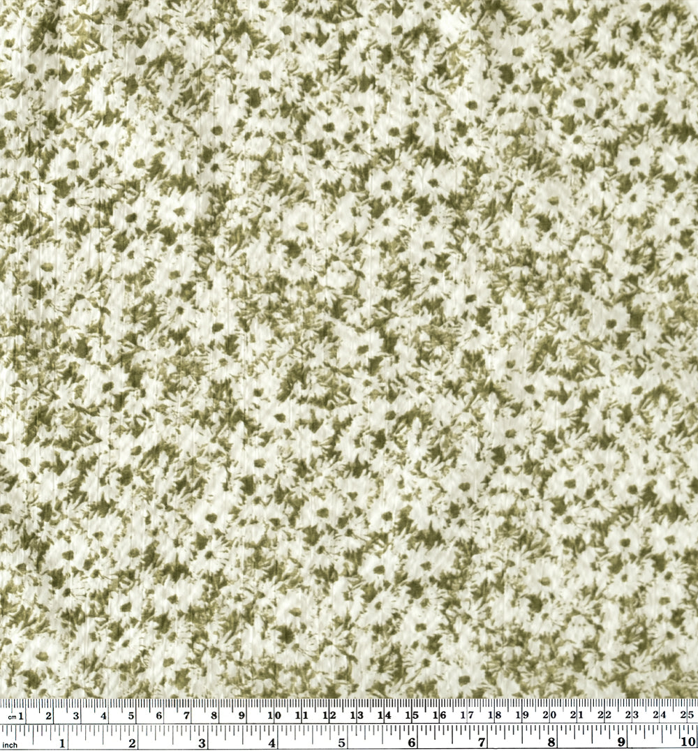 Meadow Crinkle Cotton - Olive/Ecru | Blackbird Fabrics