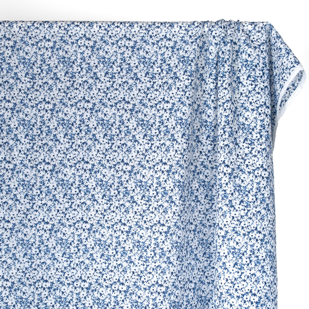 Meadow Crinkle Cotton - Sapphire/White | Blackbird Fabrics