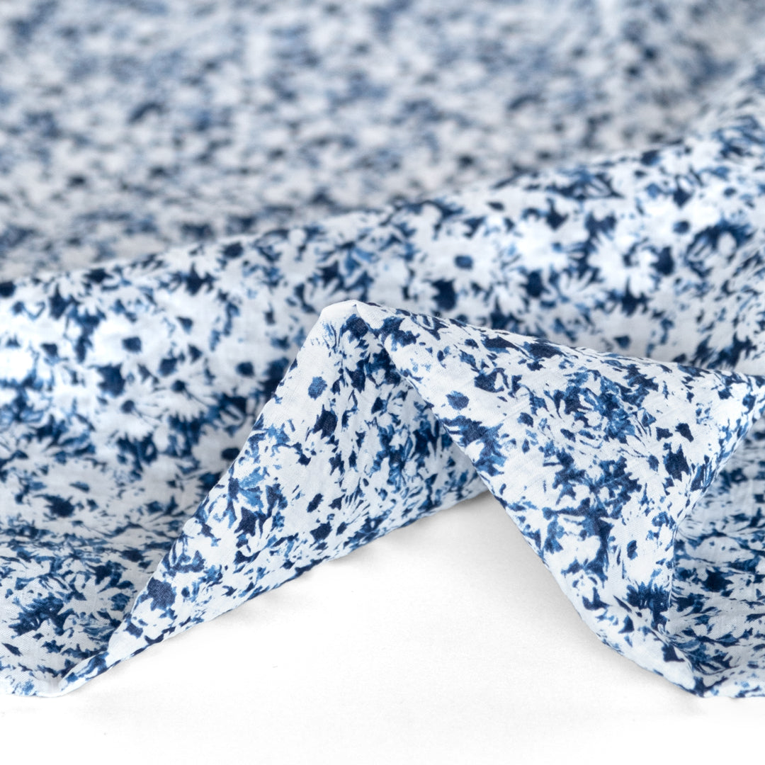 Meadow Crinkle Cotton - Sapphire/White | Blackbird Fabrics