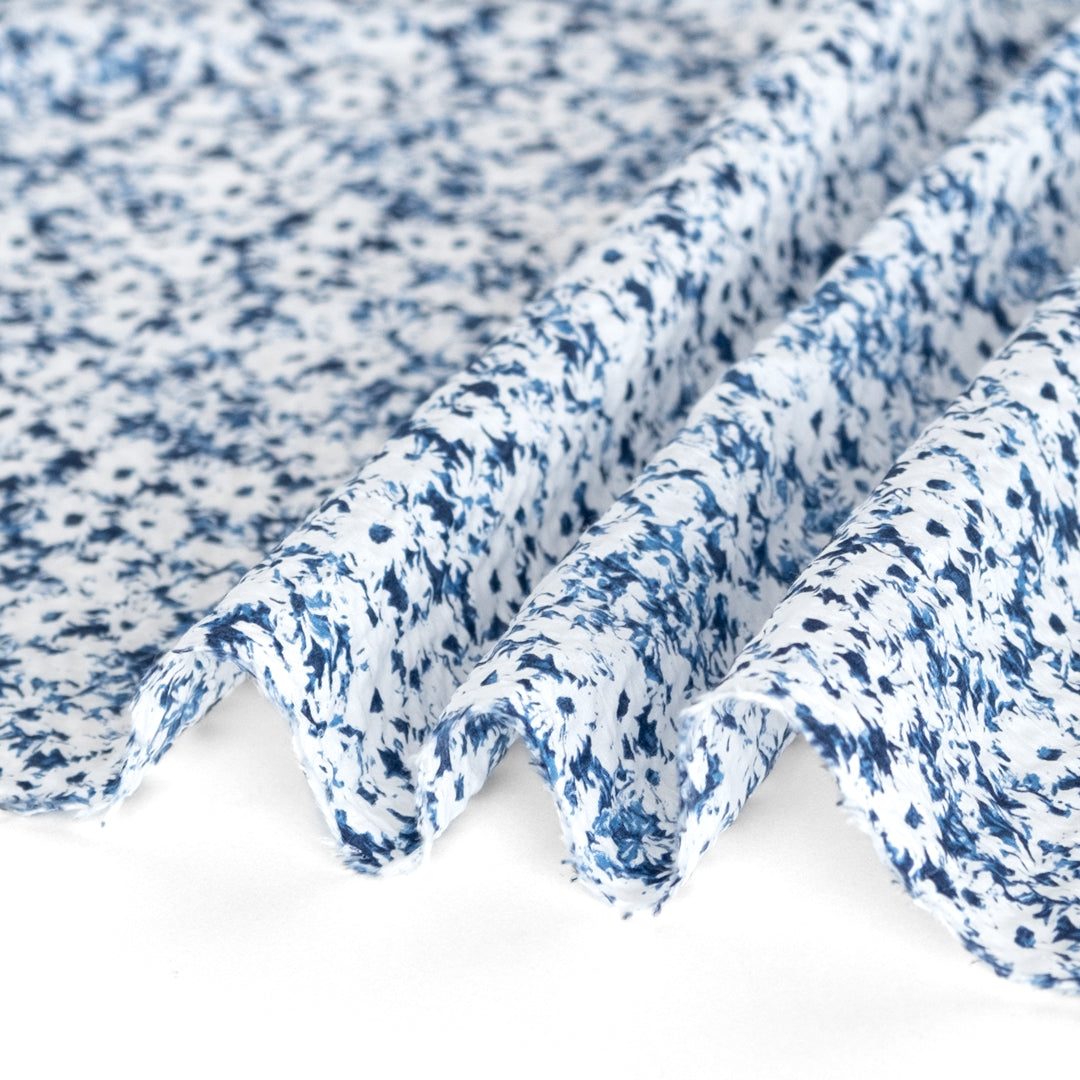 Meadow Crinkle Cotton - Sapphire/White | Blackbird Fabrics