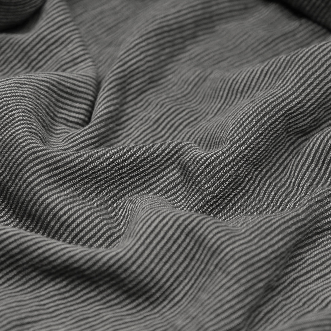 Fine Striped Organic Cotton Double Gauze - Charcoal | Blackbird Fabrics