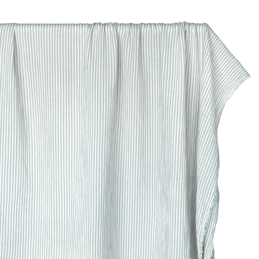 Striped Organic Cotton Double Gauze - Frost | Blackbird Fabrics