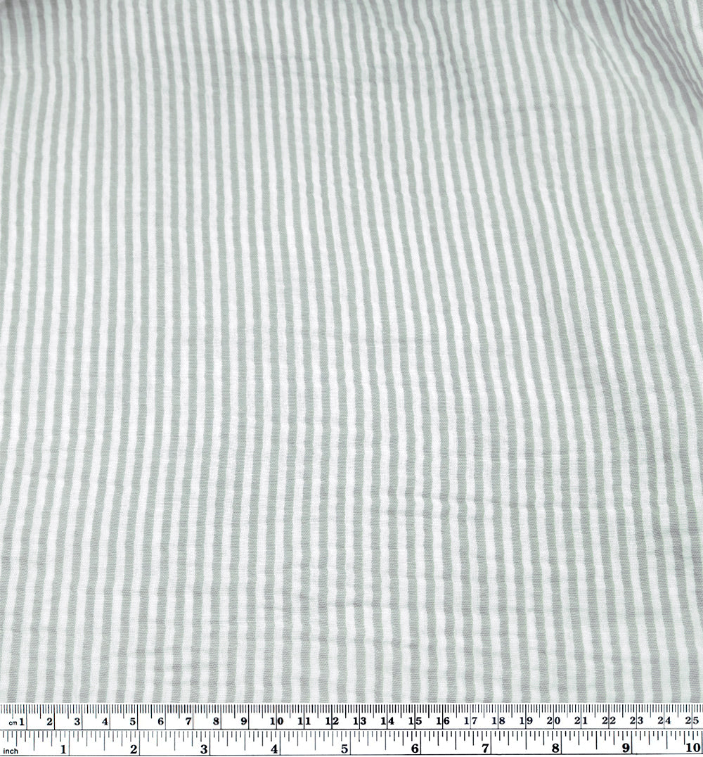 Striped Organic Cotton Double Gauze - Frost | Blackbird Fabrics