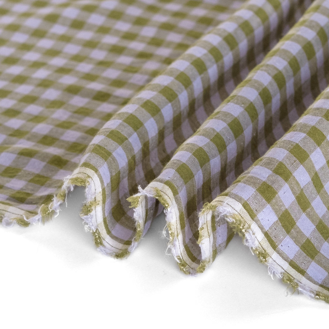 Gingham Stonewashed Linen - Willow