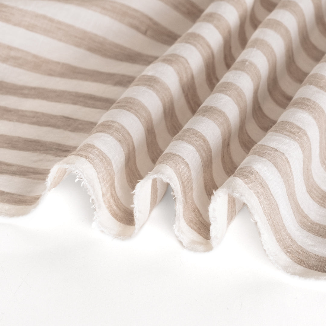 Stripe Stonewashed Linen - Coffee Cream