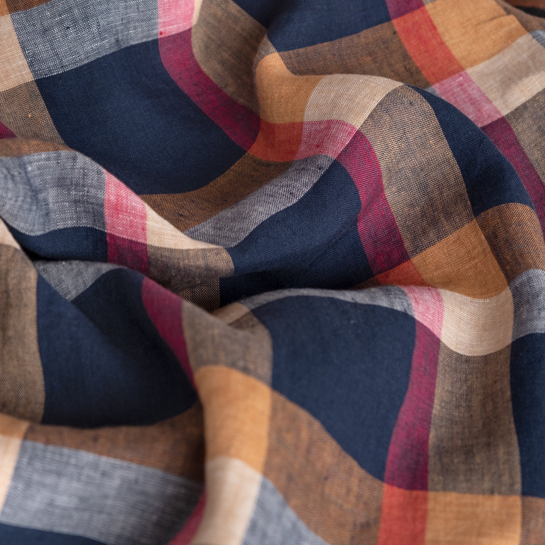 Plaid Yarn Dyed Linen - Marina | Blackbird Fabrics