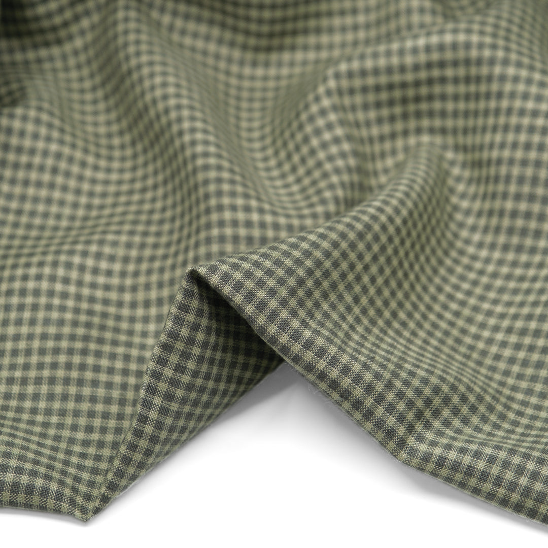 Mini Gingham Yarn Dyed Linen - Cypress | Blackbird Fabrics