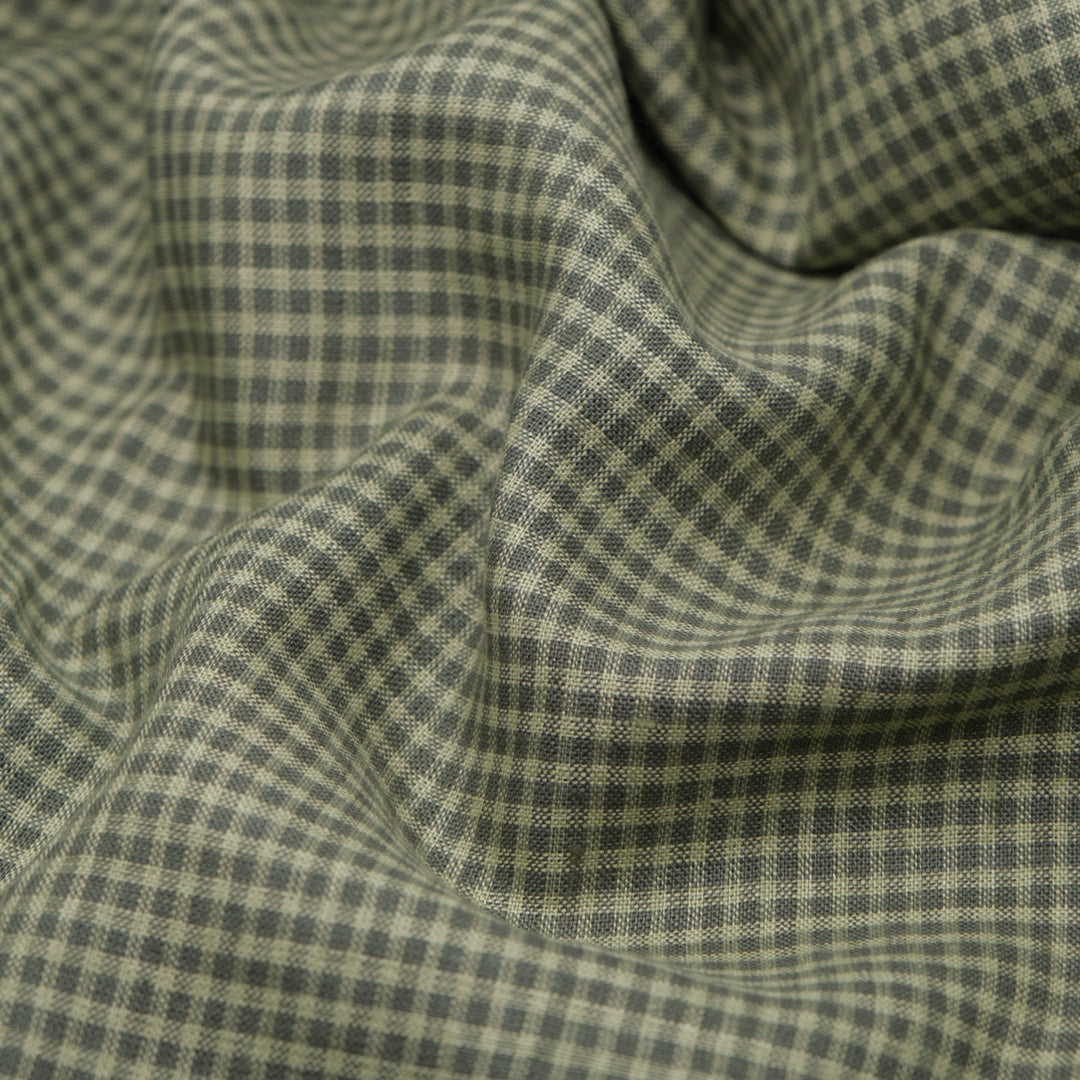Mini Gingham Yarn Dyed Linen - Cypress | Blackbird Fabrics
