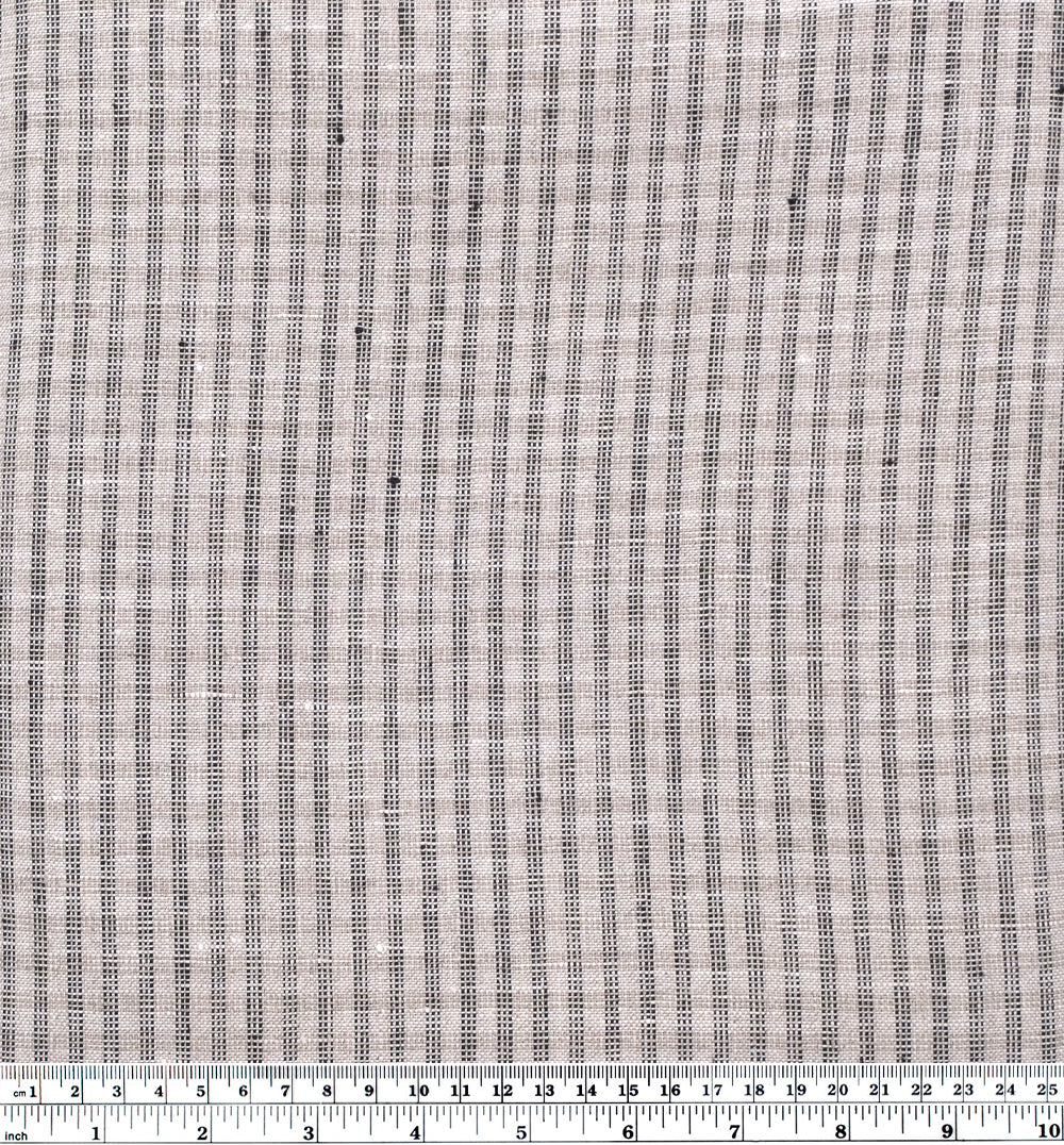 Triple Stripe Yarn Dyed Linen - Stone | Blackbird Fabrics