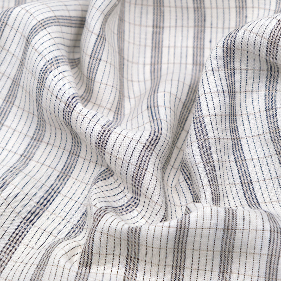 Shoreline Stripe Yarn Dyed Linen - Oyster | Blackbird Fabrics
