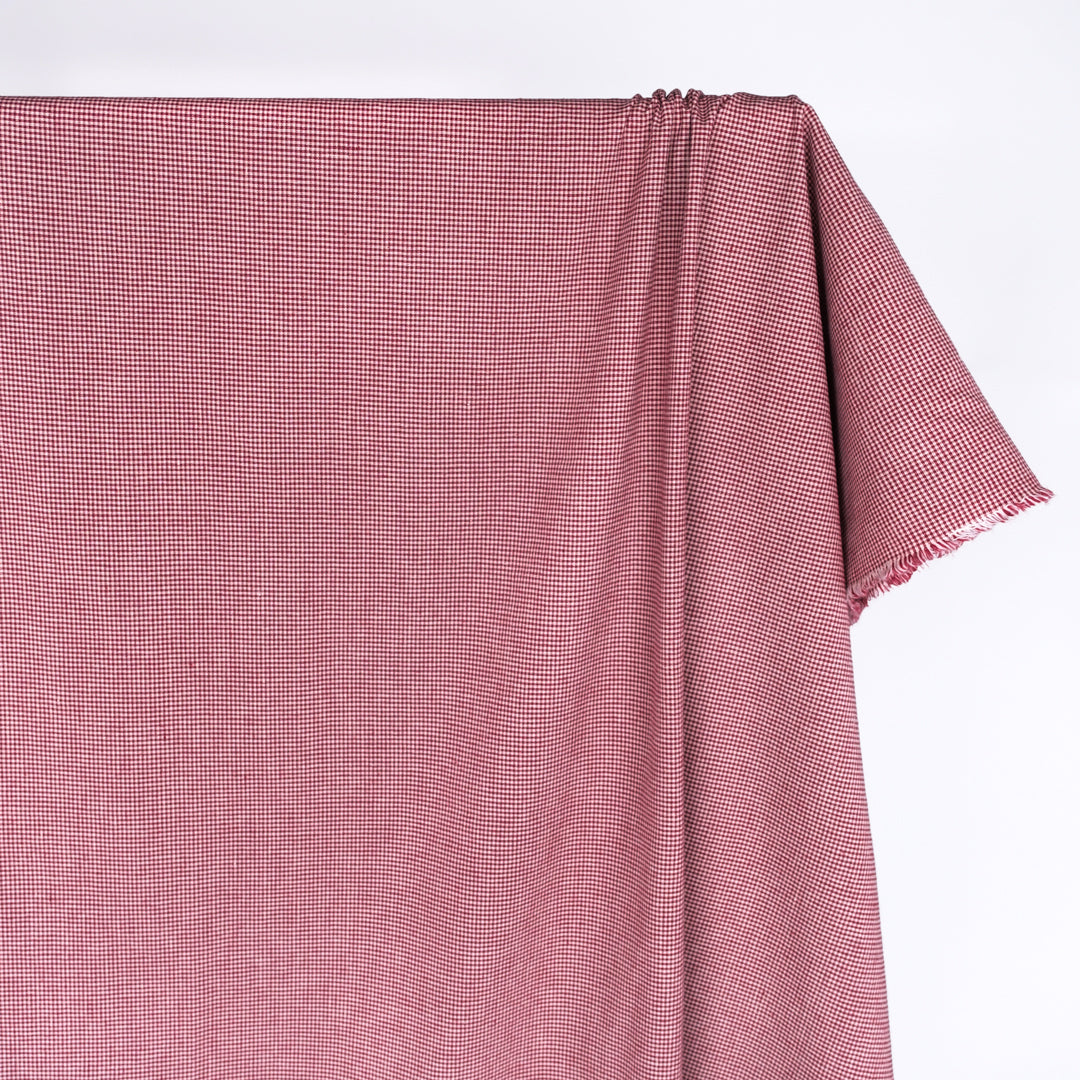 Micro Gingham Yarn Dyed Linen - Berry | Blackbird Fabrics