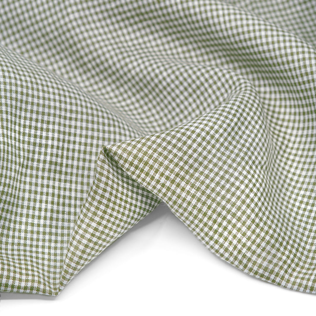 Mini Gingham Yarn Dyed Linen - Caper | Blackbird Fabrics