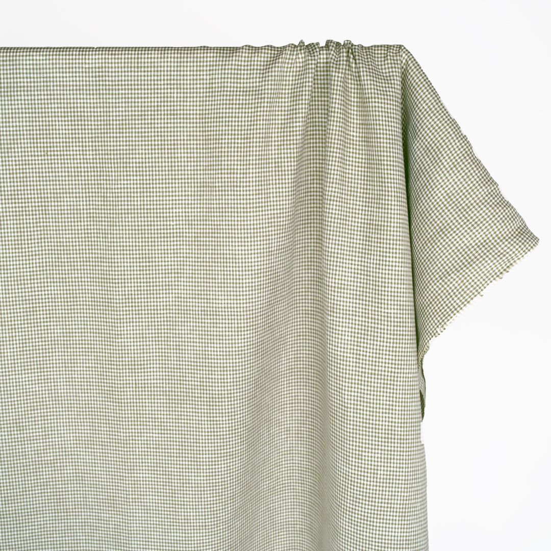 Mini Gingham Yarn Dyed Linen - Caper | Blackbird Fabrics