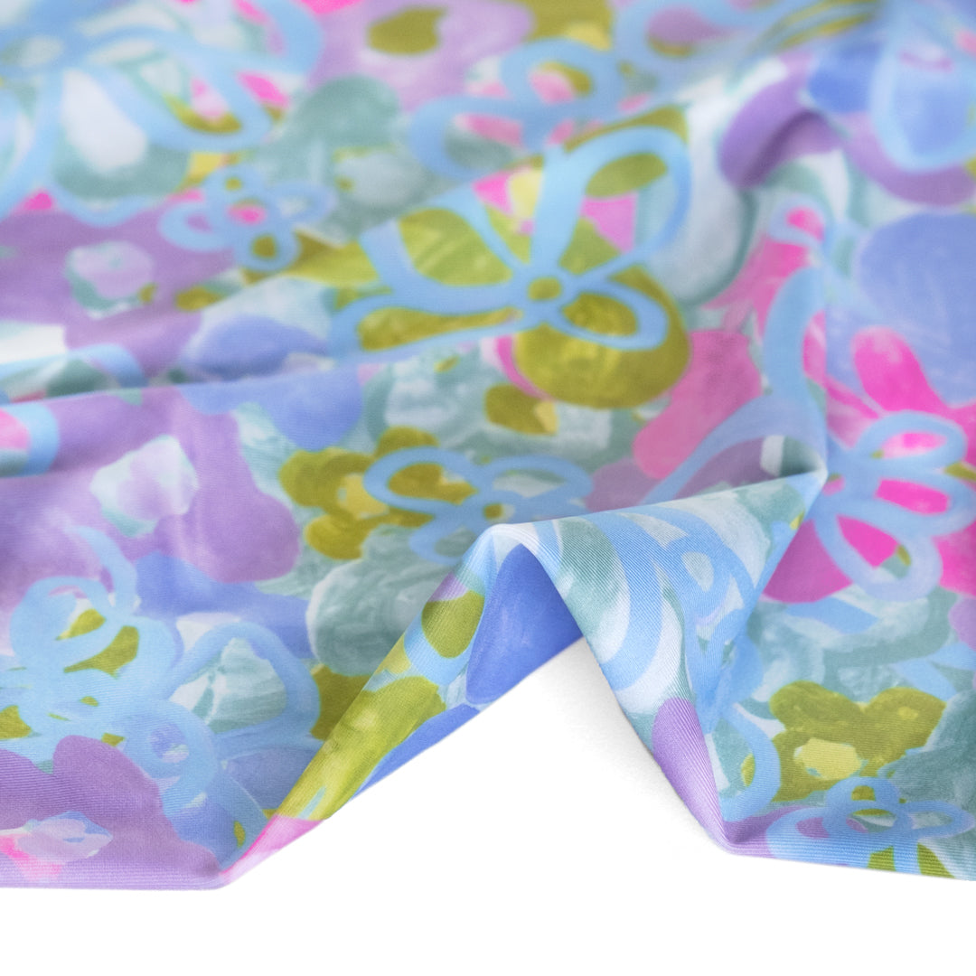 Watercolour Floral Recycled Poly Swim Tricot - Pastel/Multi | Blackbird Fabrics