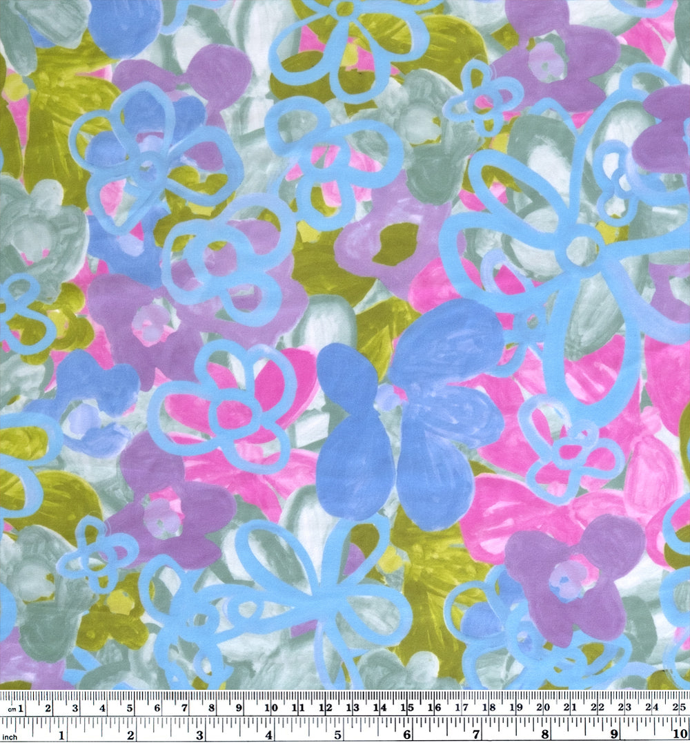 Watercolour Floral Recycled Poly Swim Tricot - Pastel/Multi | Blackbird Fabrics