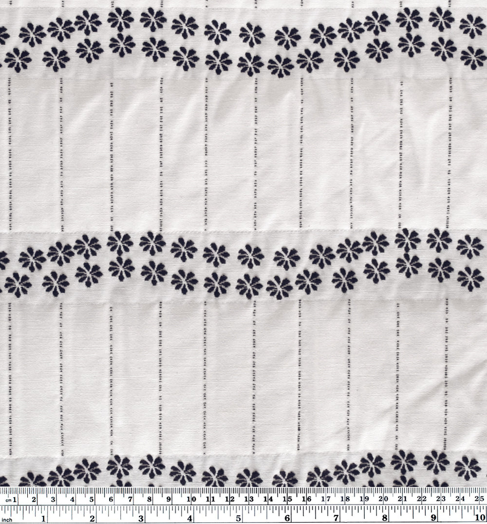 Floral Stripe Cotton Blend Jacquard - Black/White | Blackbird Fabrics