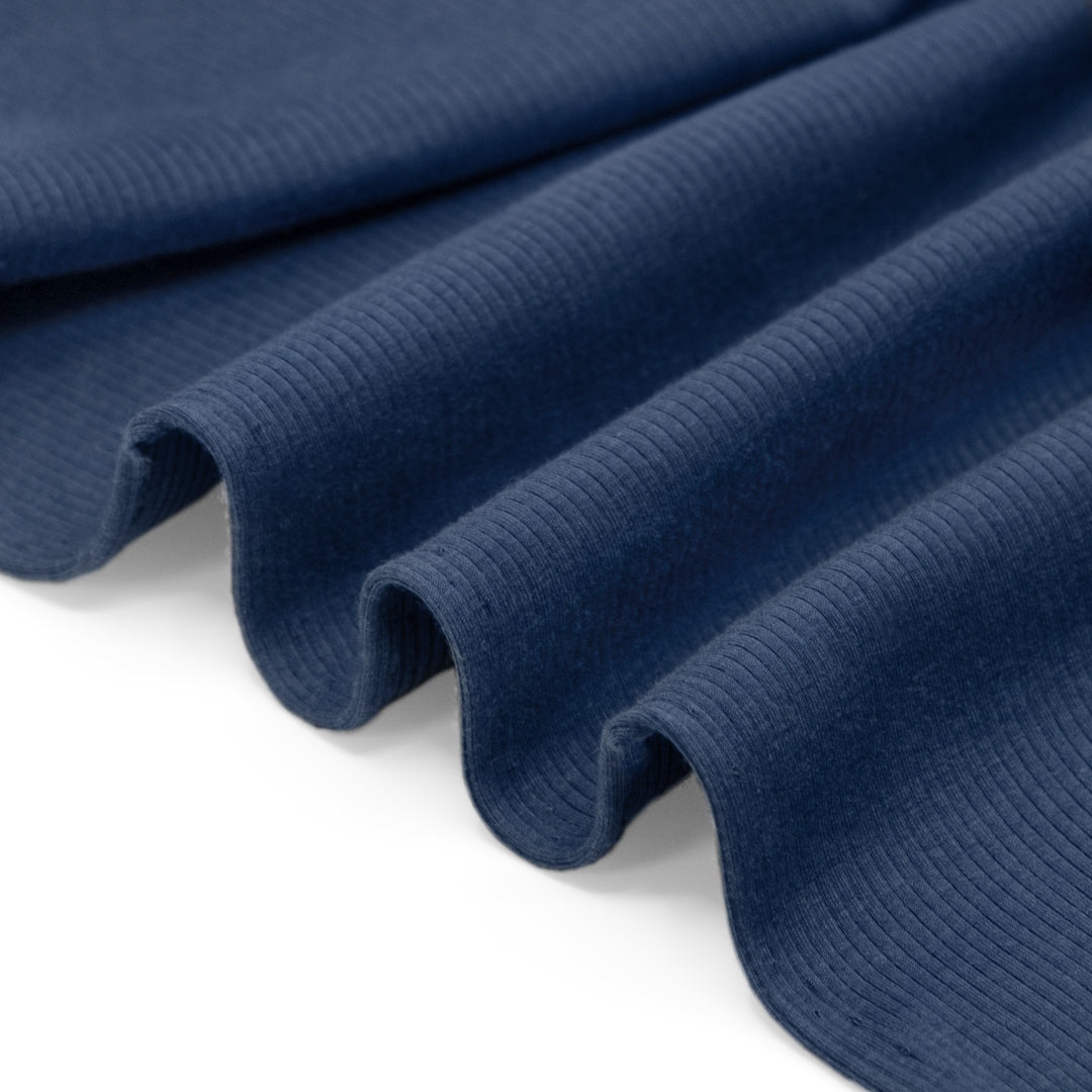 Unwind Bamboo Cotton Rib Knit - Heathered Ocean | Blackbird Fabrics