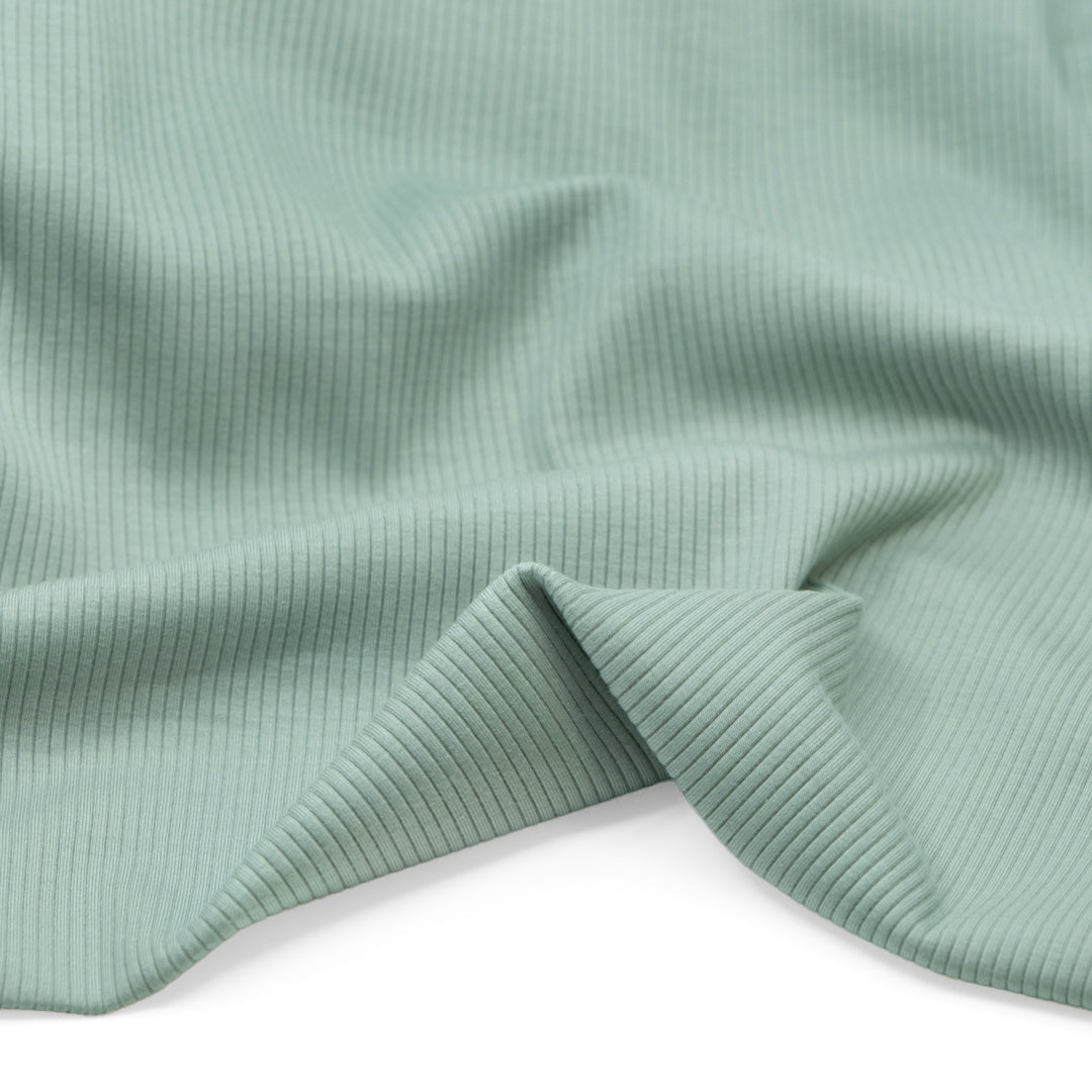 Unwind Bamboo Cotton Rib Knit - Aquamarine | Blackbird Fabrics
