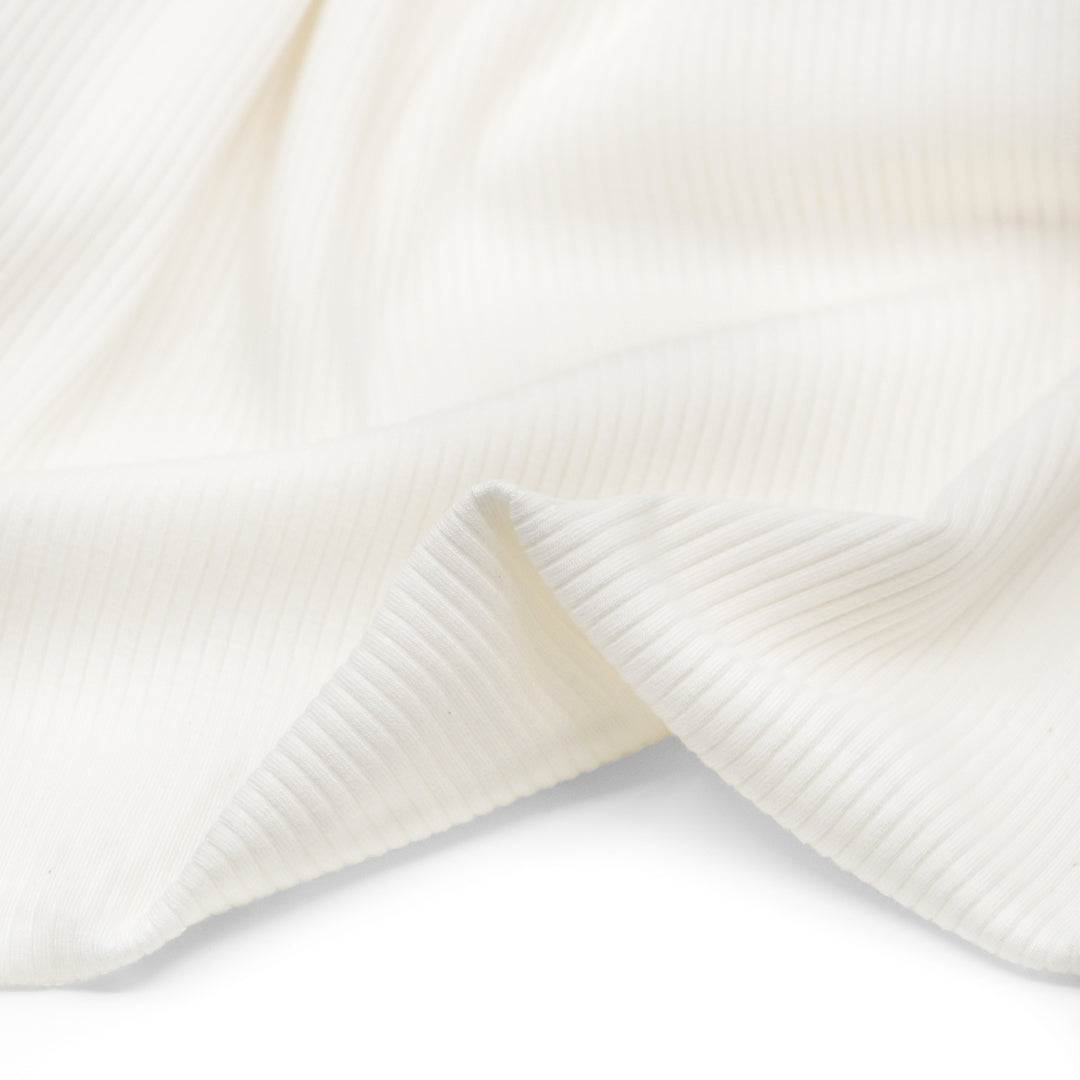 Unwind Bamboo Cotton Rib Knit - Ivory | Blackbird Fabrics