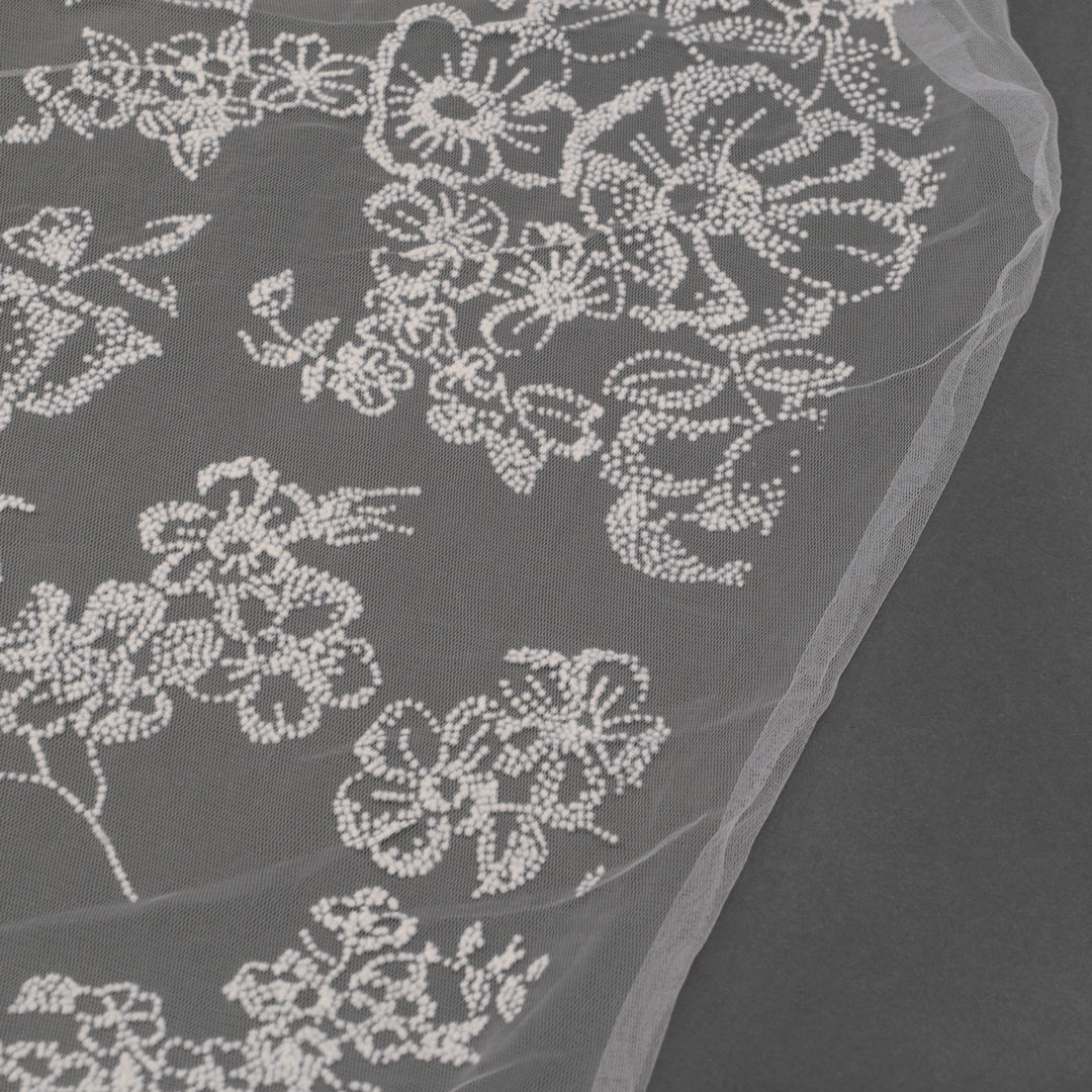 Darling Daydream Flocked Lightweight Netting - Ivory | Blackbird Fabrics