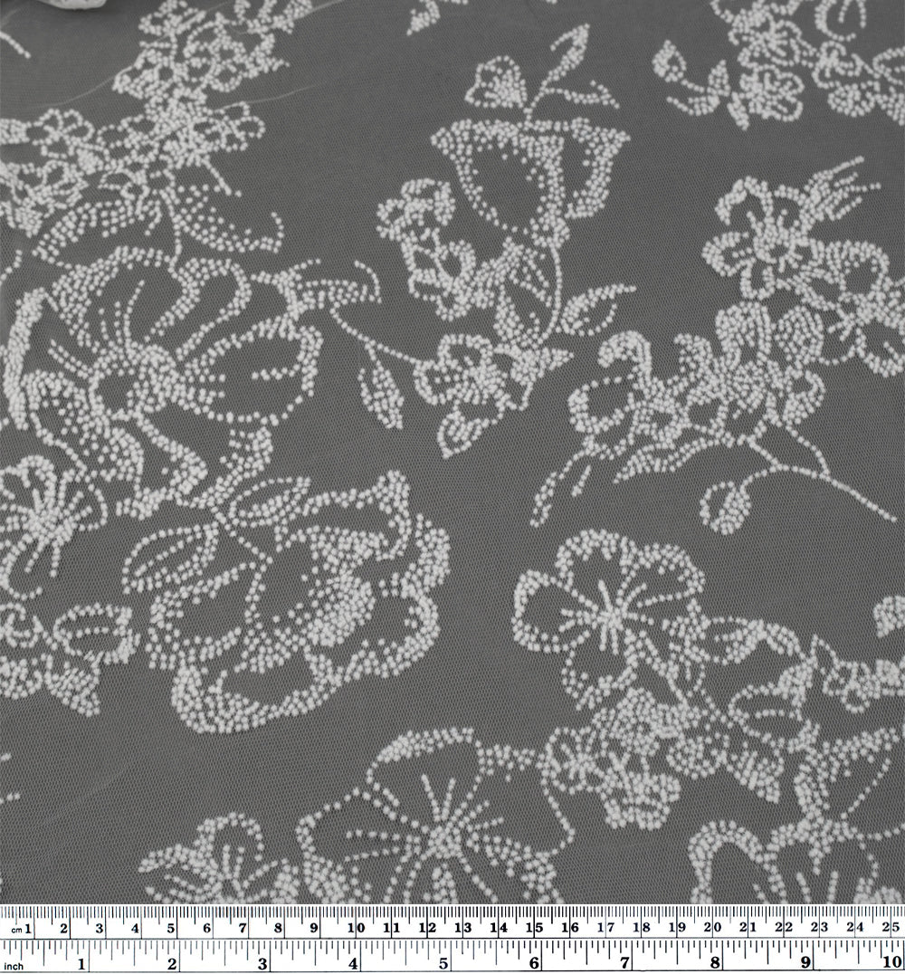 Darling Daydream Flocked Lightweight Netting - Natural White | Blackbird Fabrics