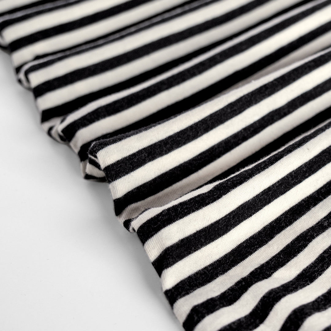 Striped Organic Cotton Jersey - Ivory/Black