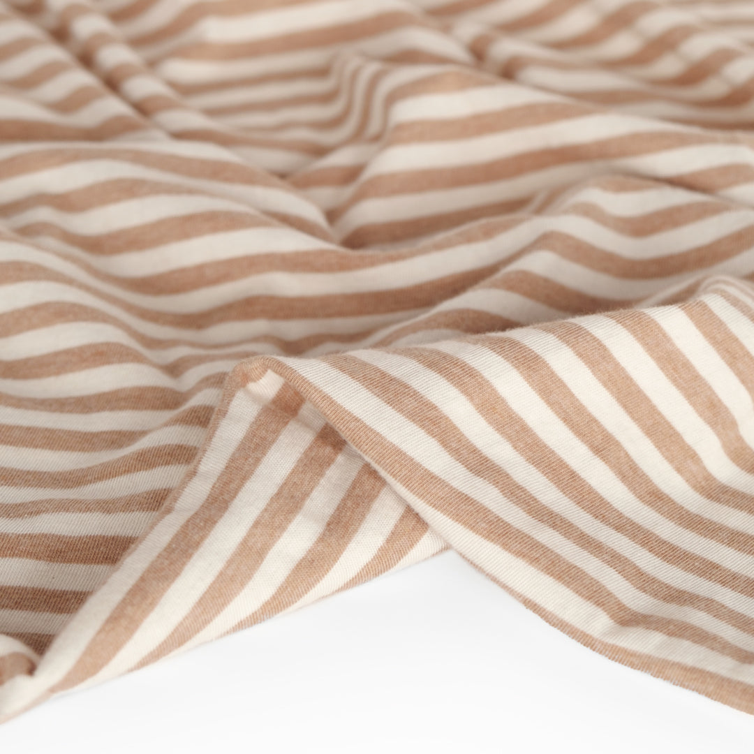 Striped Organic Cotton Jersey - Biscuit/Ivory